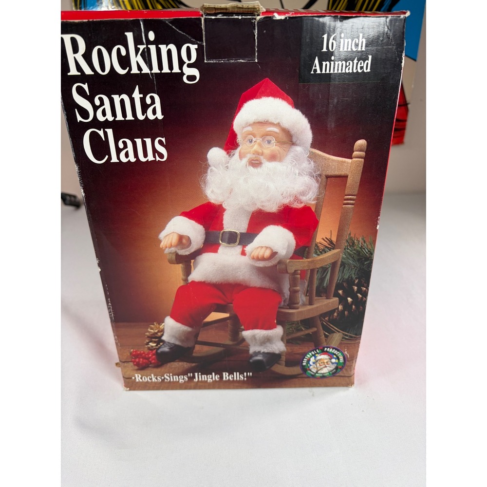 Vintage Gemmy Rocking Santa Claus Animated Sings Jingle Bells AS IS REPAIR